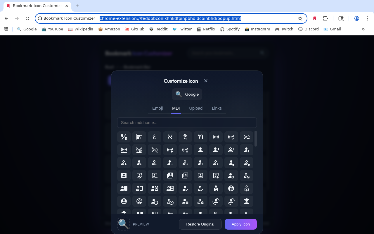 Material Design Icons picker with search